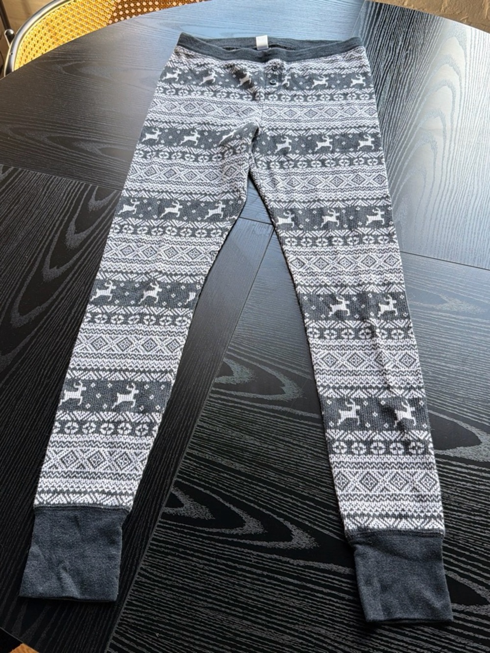 Kids Grey Fair Isle Pattern Thermal Bottoms